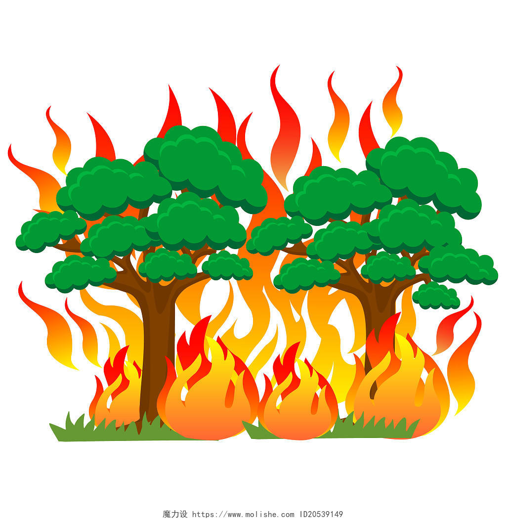 彩色卡通森林防火元素森林防火PNG素材